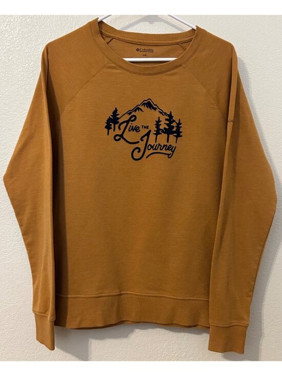 Columbia Tops - Columbia Women's Live The Journey Copper w/ Navy Lightweight Sweatshirt Size L